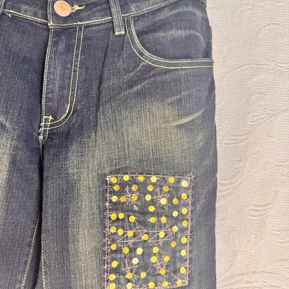 Misswan Womens Denim Jeans Embroidered Sequins Vintage Y2K US 11 - Picture 6 of 16